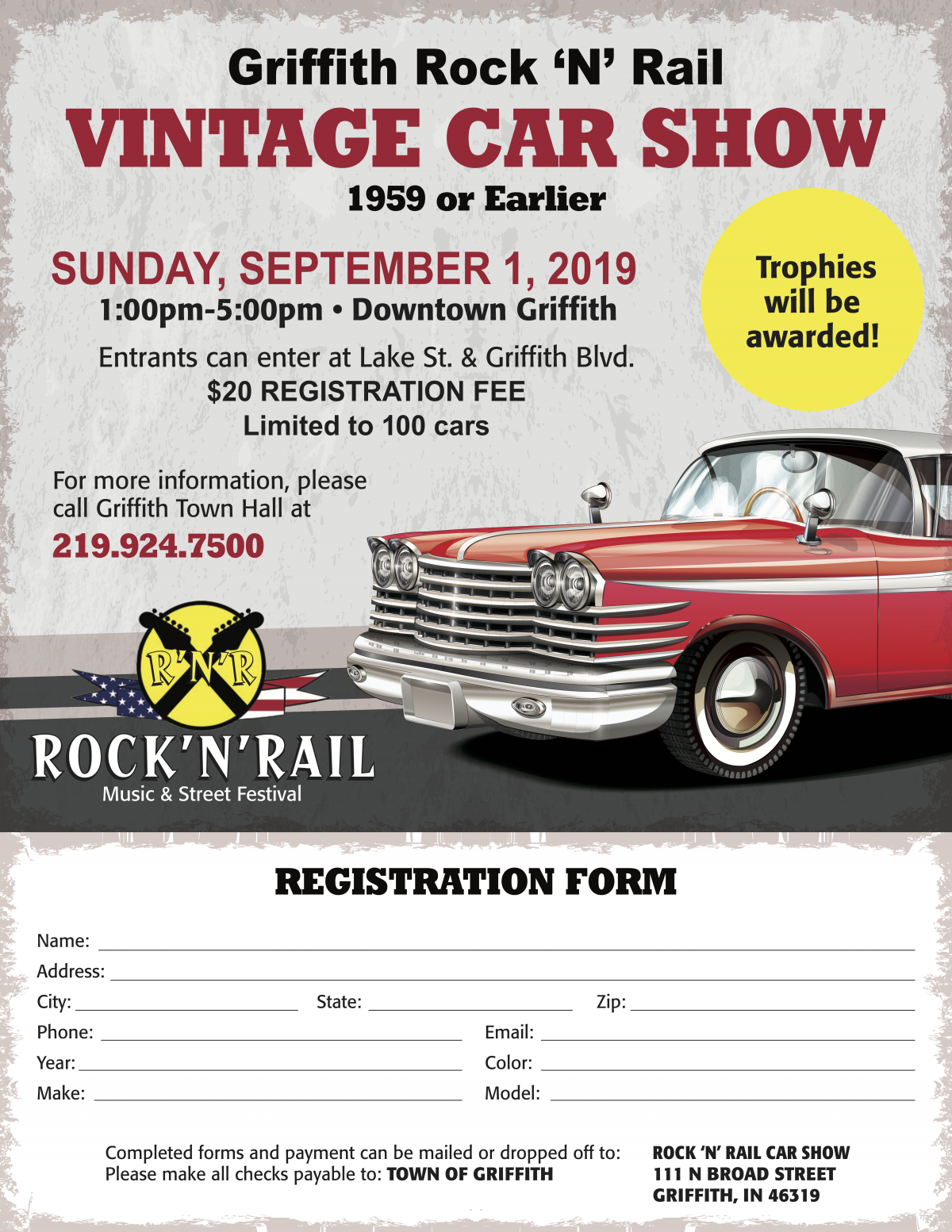 Rock N Rail Vintage Car Show Town of Griffith Indiana