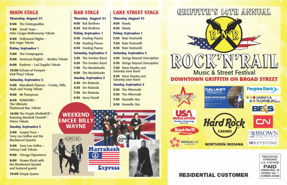 Rock ‘N’ Rail Music and Street Festival Town of Griffith Indiana