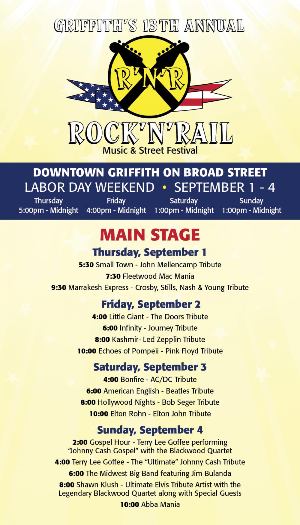 Rock ‘N’ Rail Music and Street Festival Town of Griffith Indiana